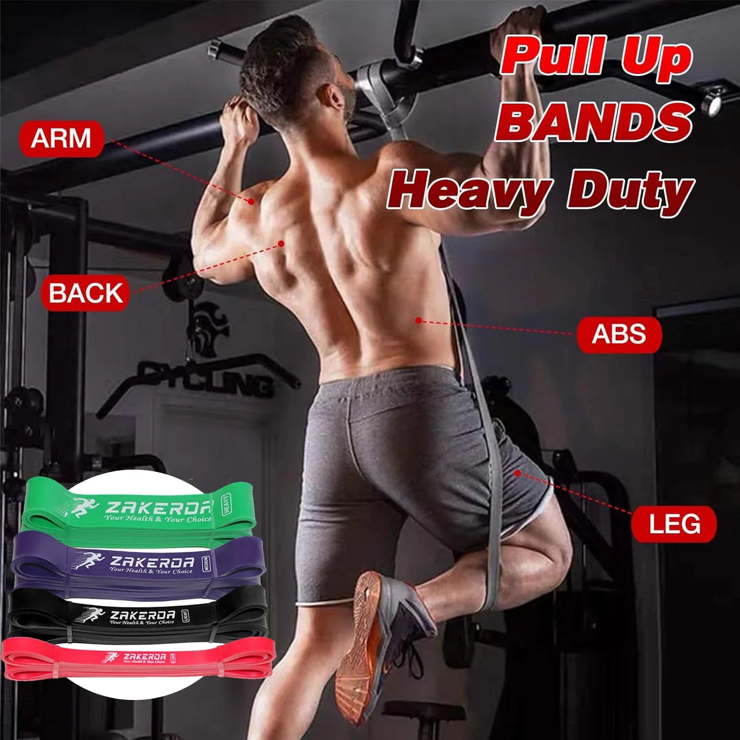 Custom Logo Natural Latex Heavy-Duty FBA Training Pack Fitness Exercise Bands for Pull-Ups Power Resistance Stretching Usage