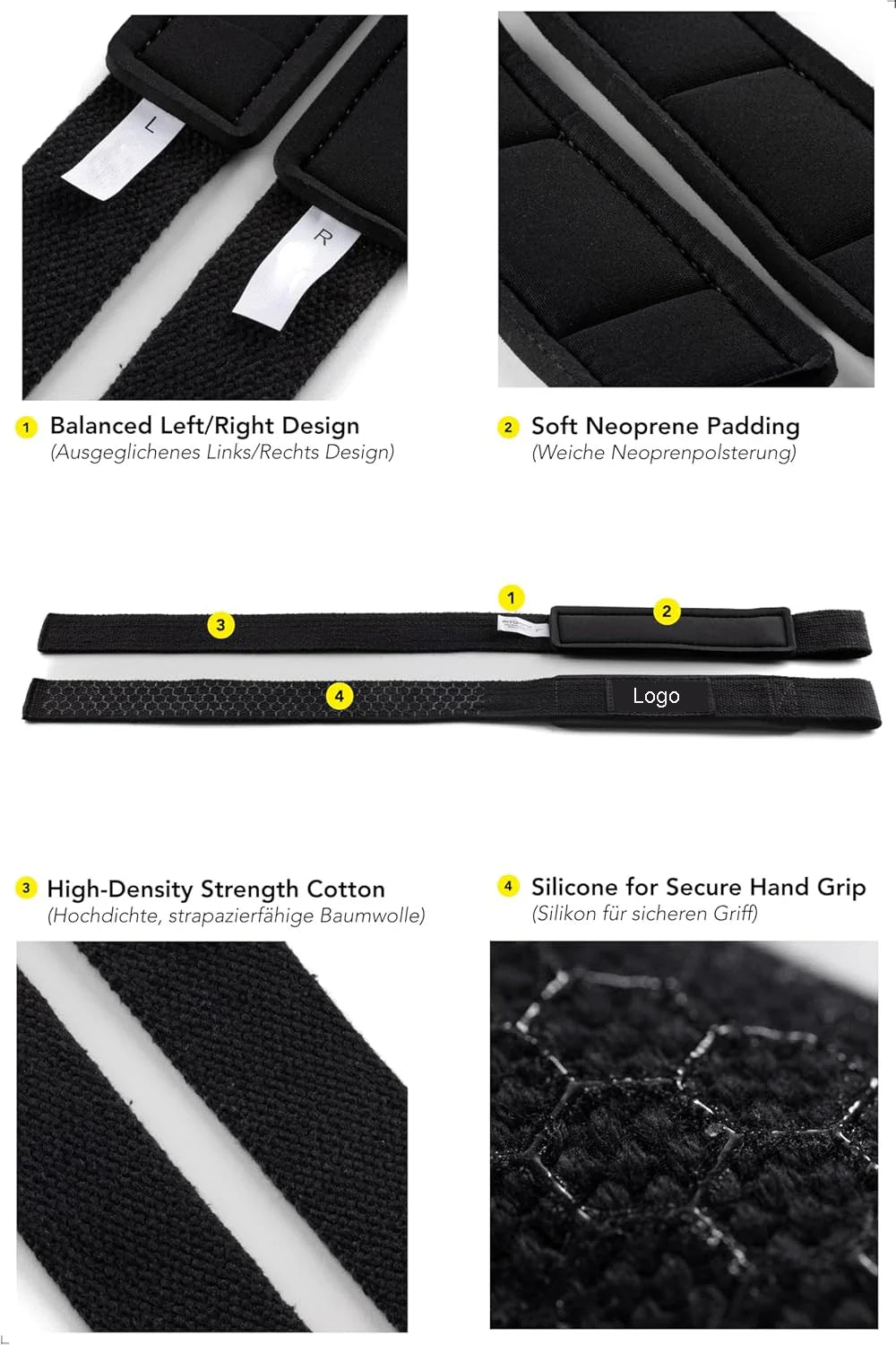 Custom Logo Padded Neoprene Weight Lifting Straps,Gym Workout Fitness Pull up Wrist Straps for  Powerlifting, Strength Training