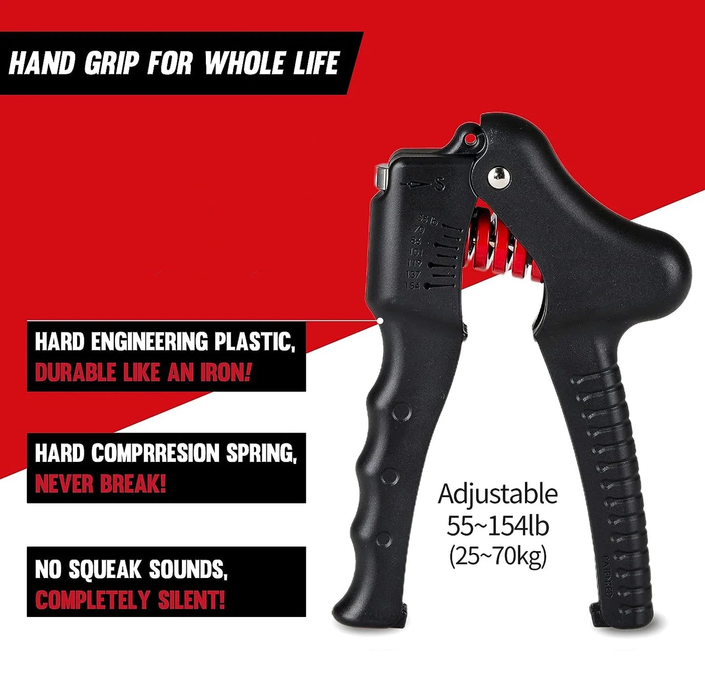 Custom Logo Print Metal Gym Gripper Normal Adjustable Spring Fitness Equipment Hand Strengthener Grip Hand Grip