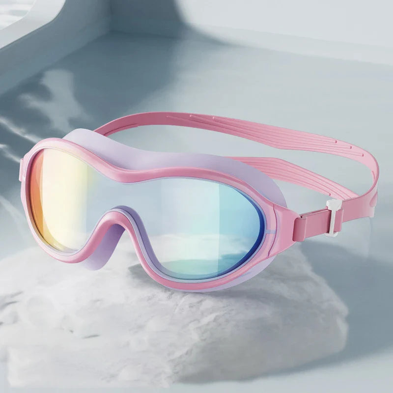 Adjustable HD Silicone Unisex Large Mirror Anti-fog Swim Glasses Outdoor Pool Anti-UV Eyes Protection Swimming Glasses