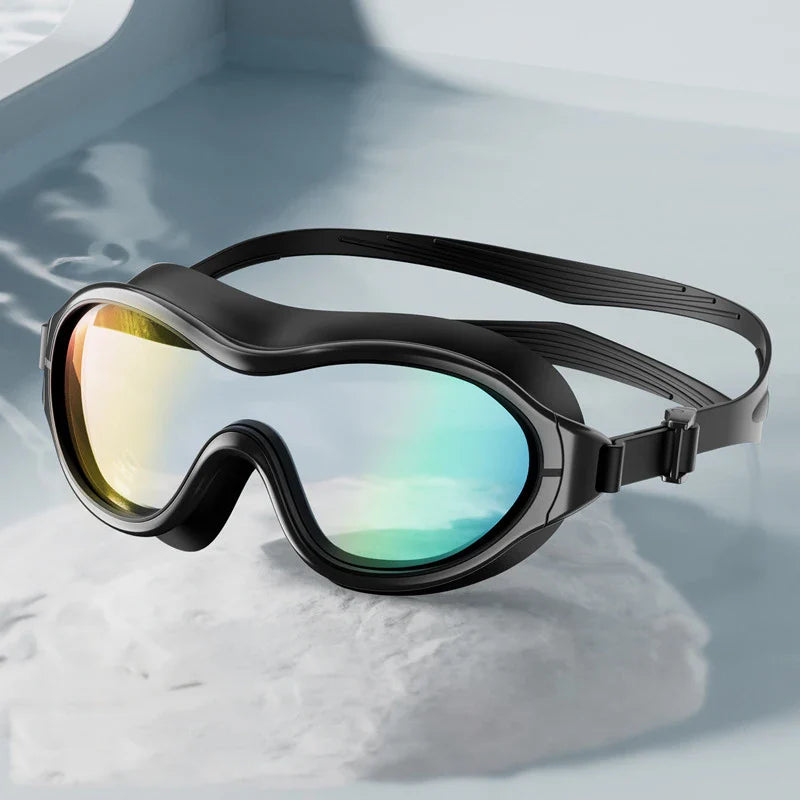 Adjustable HD Silicone Unisex Large Mirror Anti-fog Swim Glasses Outdoor Pool Anti-UV Eyes Protection Swimming Glasses