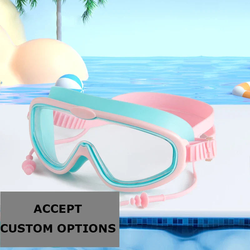 2024 Customized Logo Children Cartoon Pool Swim Eye Protection Glasses Boys and Girls Colorful Anti Fog Kids Swimming Goggles