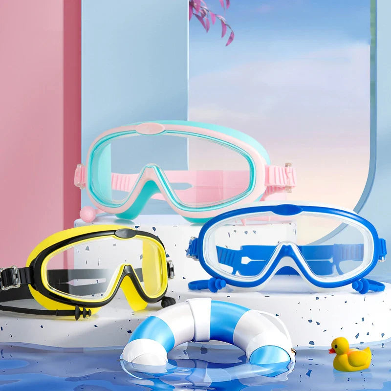 2024 Customized Logo Children Cartoon Pool Swim Eye Protection Glasses Boys and Girls Colorful Anti Fog Kids Swimming Goggles