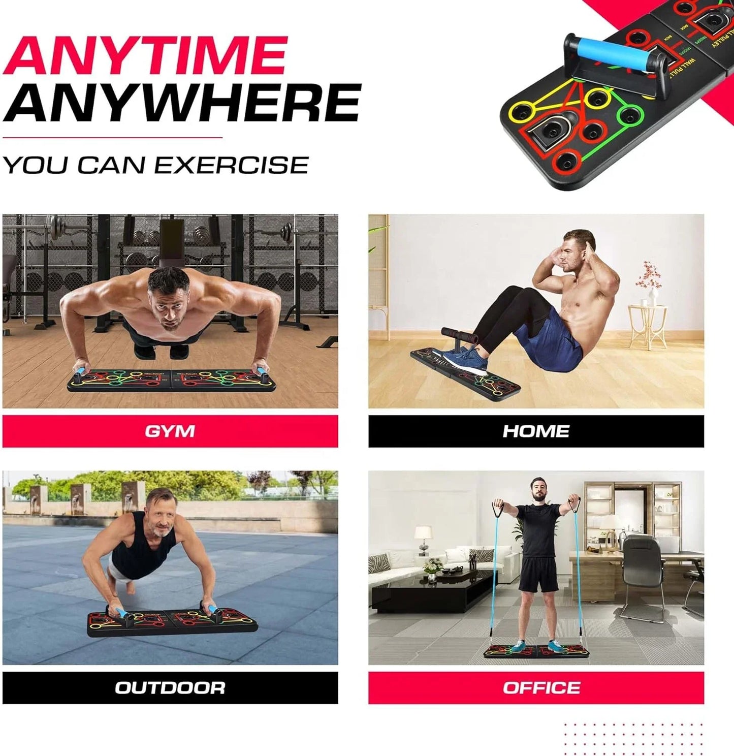 10 in 1 Foldable Push up Board Portable Home Gym Equipment for Men Women Muscle Strength Training Fitness Bodybuilding