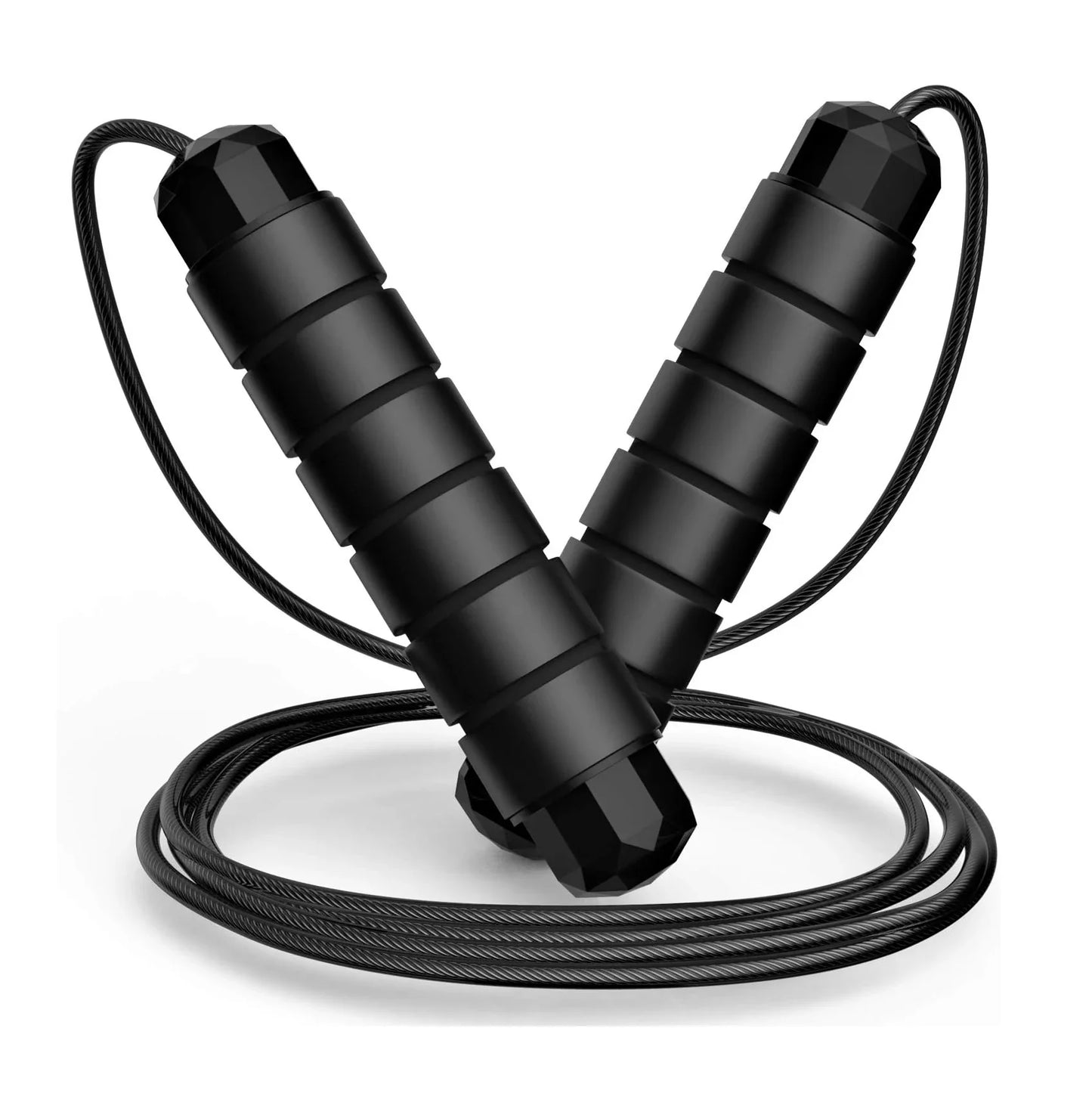 Jump Rope Tangle-Free Rapid Speed Jumping Cable Ball Bearings Adjustable Steel Workout Foam Handles Fitness Home Exercise
